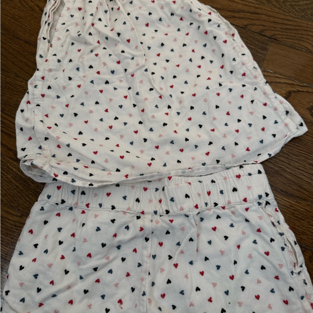 White Heart Print Two-Piece shorts Set